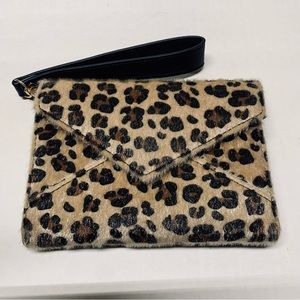 Faux leopard wallet animal print wristlet